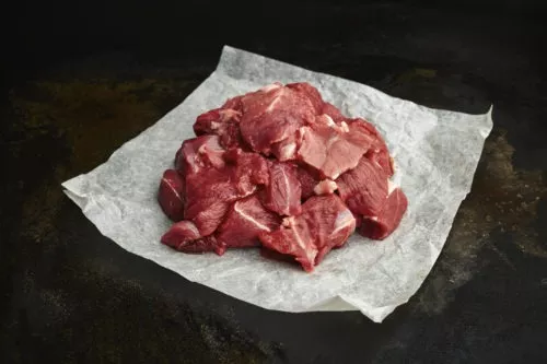 Diced pork ready to be used in pork stew or casserole